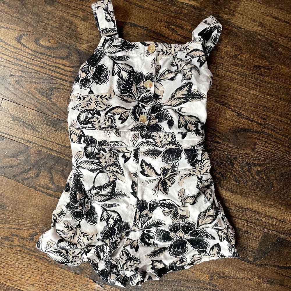 Old Navy Black and Cream Floral jumpsuit
